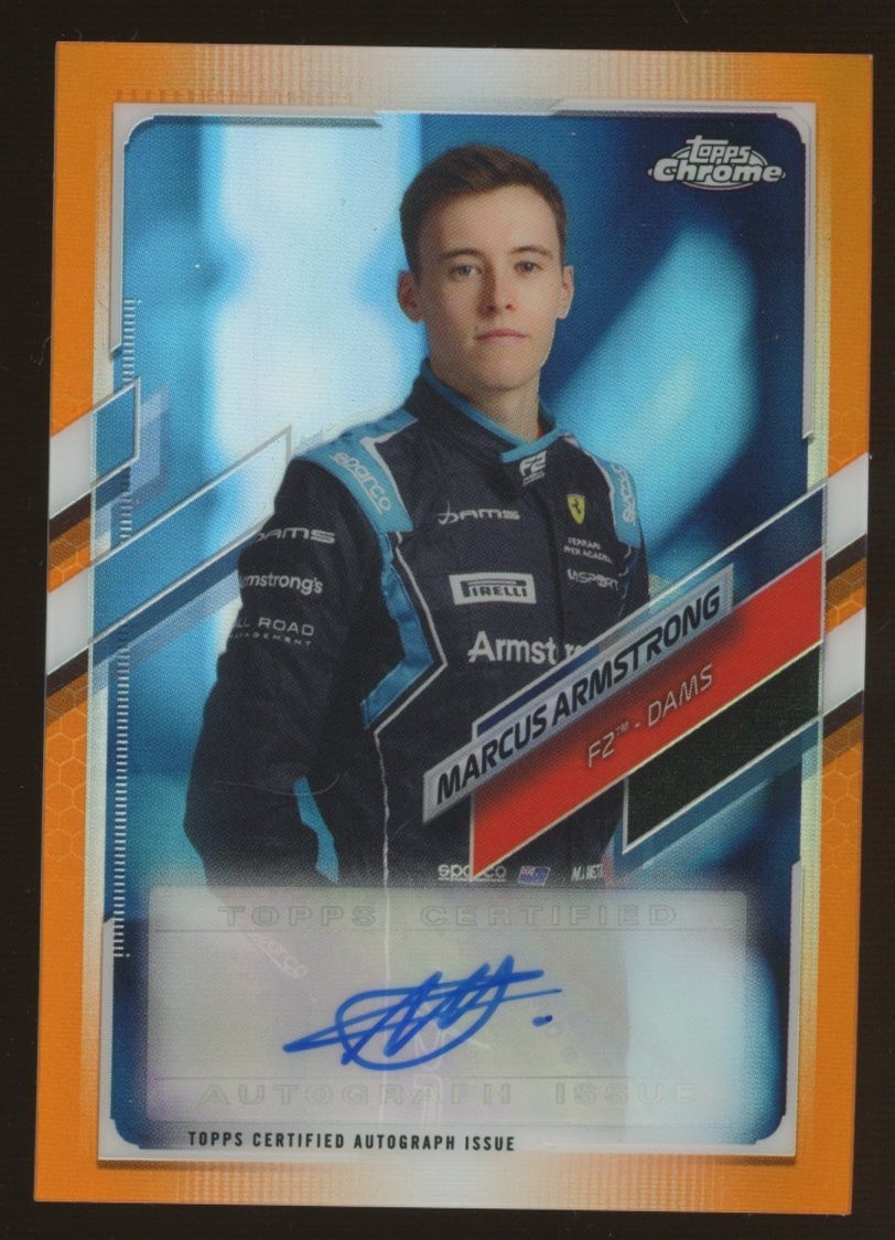 2021 Topps Chrome Formula 1 F1 Orange Refractor Marcus Armstrong AUTO 18/25