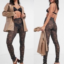 Free People Sz Small Layered in Lace Black Leggings