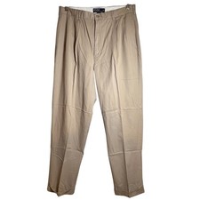 Polo Ralph Lauren Hammond Pant Mens 36x32 Tan Khaki Pleated Cuffed Cotton Chinos