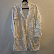 Unisex White Lab Coat Long Sleeve Uniform For Medical Doctor Clinic Laboratory M