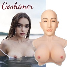 Realistic Silicone Breast Female Head Mask Face Mask Cosplay Crossdresser