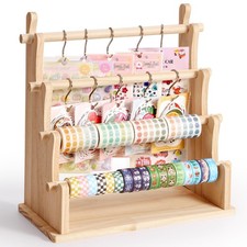 Caydo Washi Tape Organizer  Sticker Organizer, 4-Tier Wooden Display Rack fo...