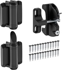 Self Closing Gate Hinges and Key Lockable 2 Sided Gate Latch Gate Hardware Kit,T