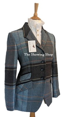 ATEMBERAUBENDES DAMEN COUSINS   VON CHELTENHAM BLAU KARIERTES TWEED-SAKKO GRÖSSE 16