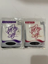 2 Pair Leggs Just My Size Pantyhose 3X OFF BLACK Sheer Toe REG + CONTROL TOP NEW