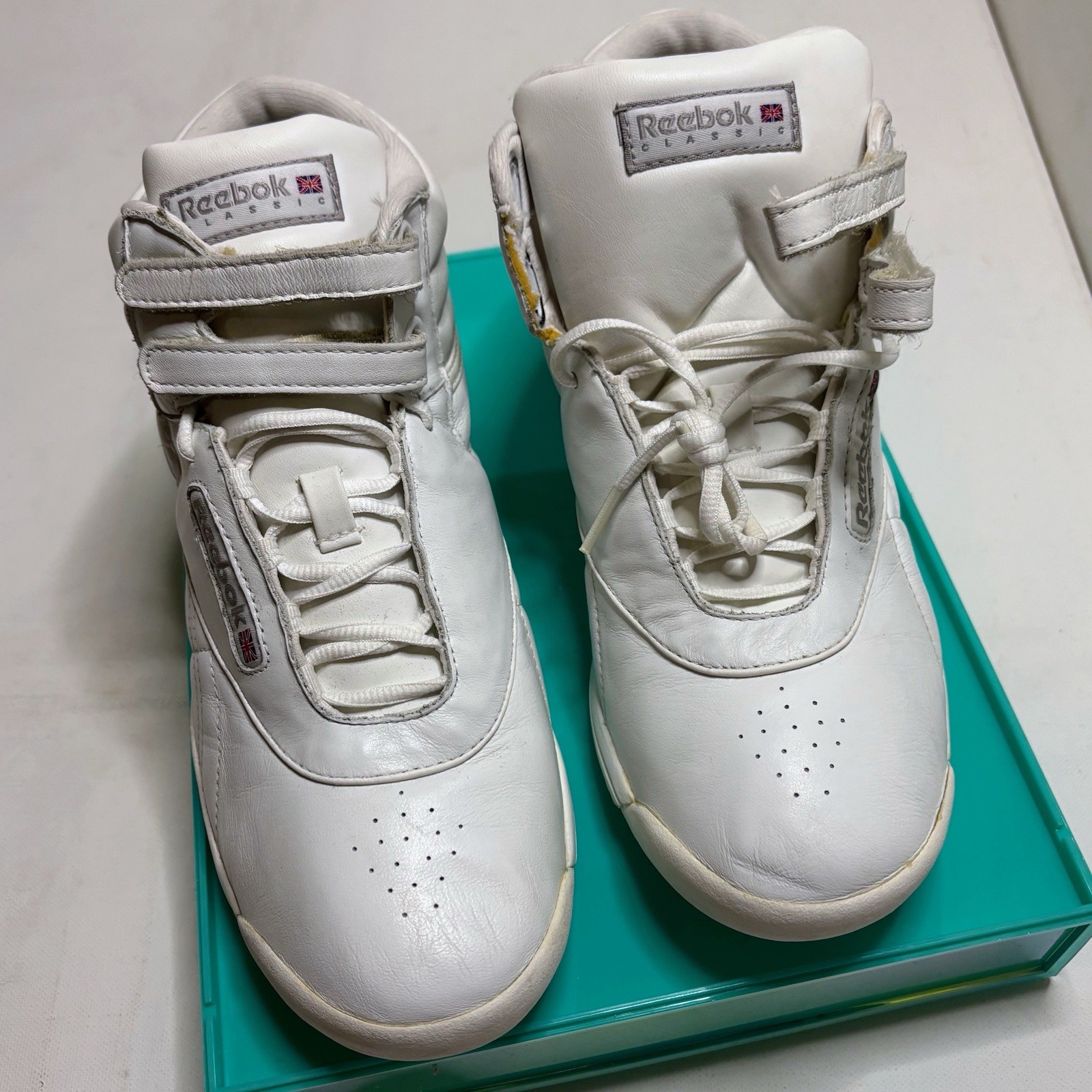 VINTAGE 80S REEBOK CLASSIC FREESTYLE WHITE HI-TOP JANE FONDA SHOES SNEAKERS 9.5 image 8