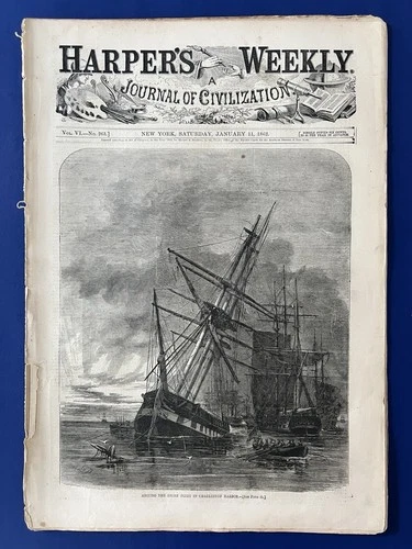 Harper's Weekly 1-11-1862 Trent Affair CHARLESTON Port Royal WASHINGTON DC MAP!