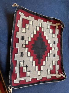 Red Klagetoh Diamond Warped Navajo Rug Saddle Blanket Vintage 27" x 33" $0.99 NR