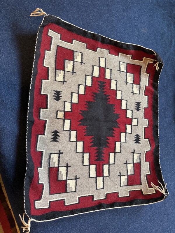 Red Klagetoh Diamond Warped Navajo Rug Saddle Blanket Vintage 27" x 33" $0.99 NR