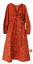 Tory Burch Rust Lyonnaise Belted  Floral Tunic Dress Sz 16