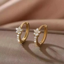 2Ct Round Cut Lab Created Diamond Huggie Hoop Earrings 14k Yellow Gold Plated