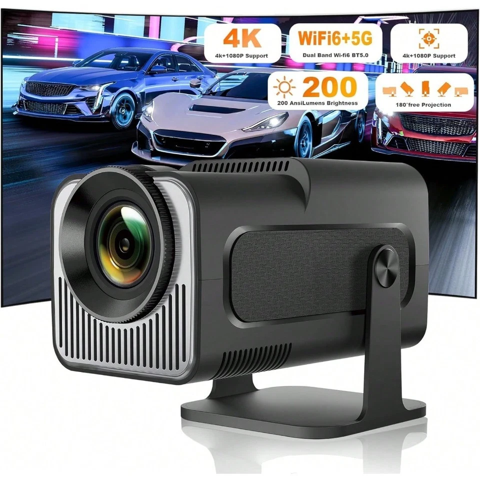 4K Mini Projector LED 1080P WiFi 5G Bluetooth UHD Portable Home Video Projector - Image 2 of 4