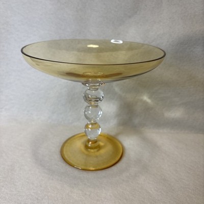 Amber depression glass compote stemmed pedestal Hors D oeuvres Candy Dish