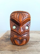 Vintage Carved Wooden Maori Head Face Display NZ