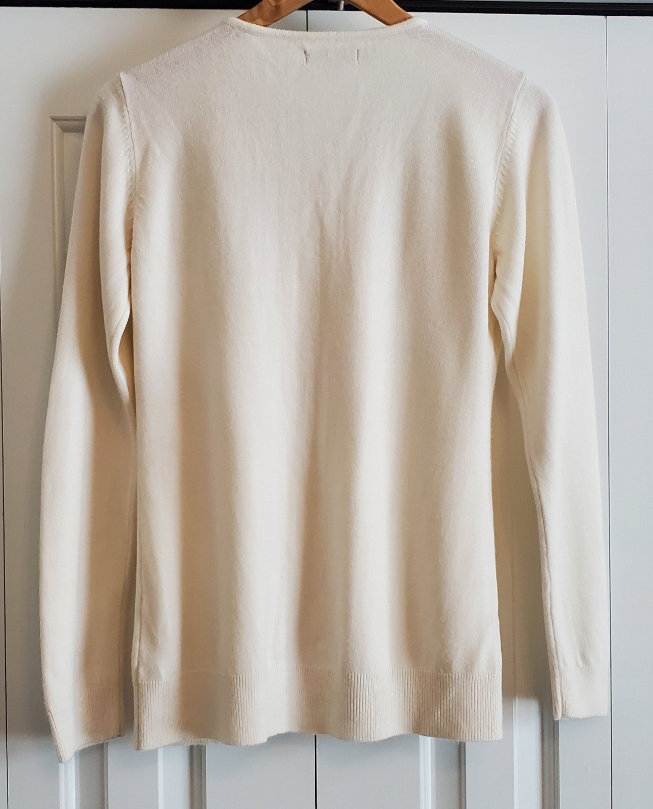 Womens Laura Scott Off White Rosette And Pearl Neck Button Down Cardigan Small thumbnail 5