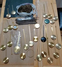 Vintage Clock Parts Pendulums  And Chain Lot Of 20 Plus