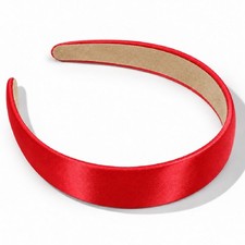 Red satin headband, 1 inch wide non-slip hair band for women and girls