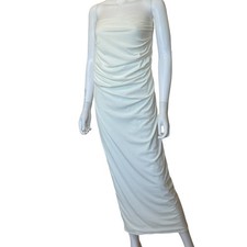 New NAKED WARDROBE Strapless Side Ruched Maxi Dress Size L