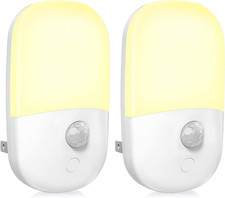 2Pack Motion Sensor Night Light Dimmable Warm White LED Plug In Lamp