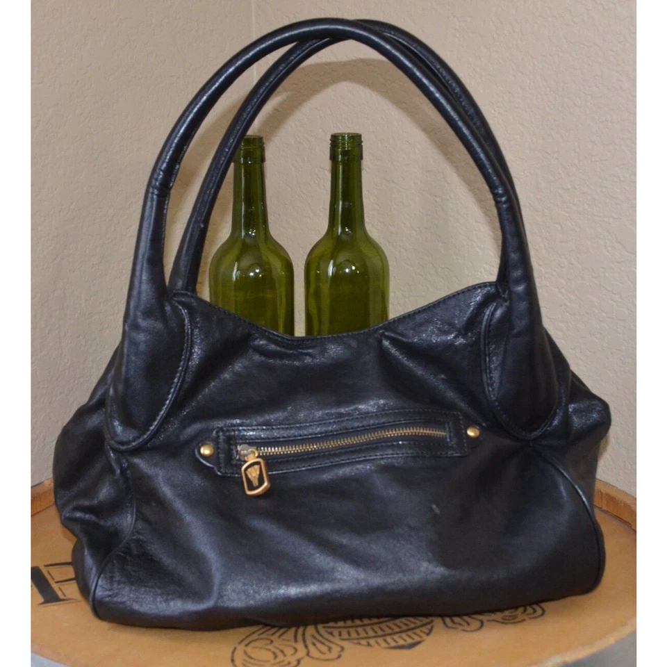 Isabella Fiore Designer Jeweled黑色皮革单肩包 — 第 3/4 张图片