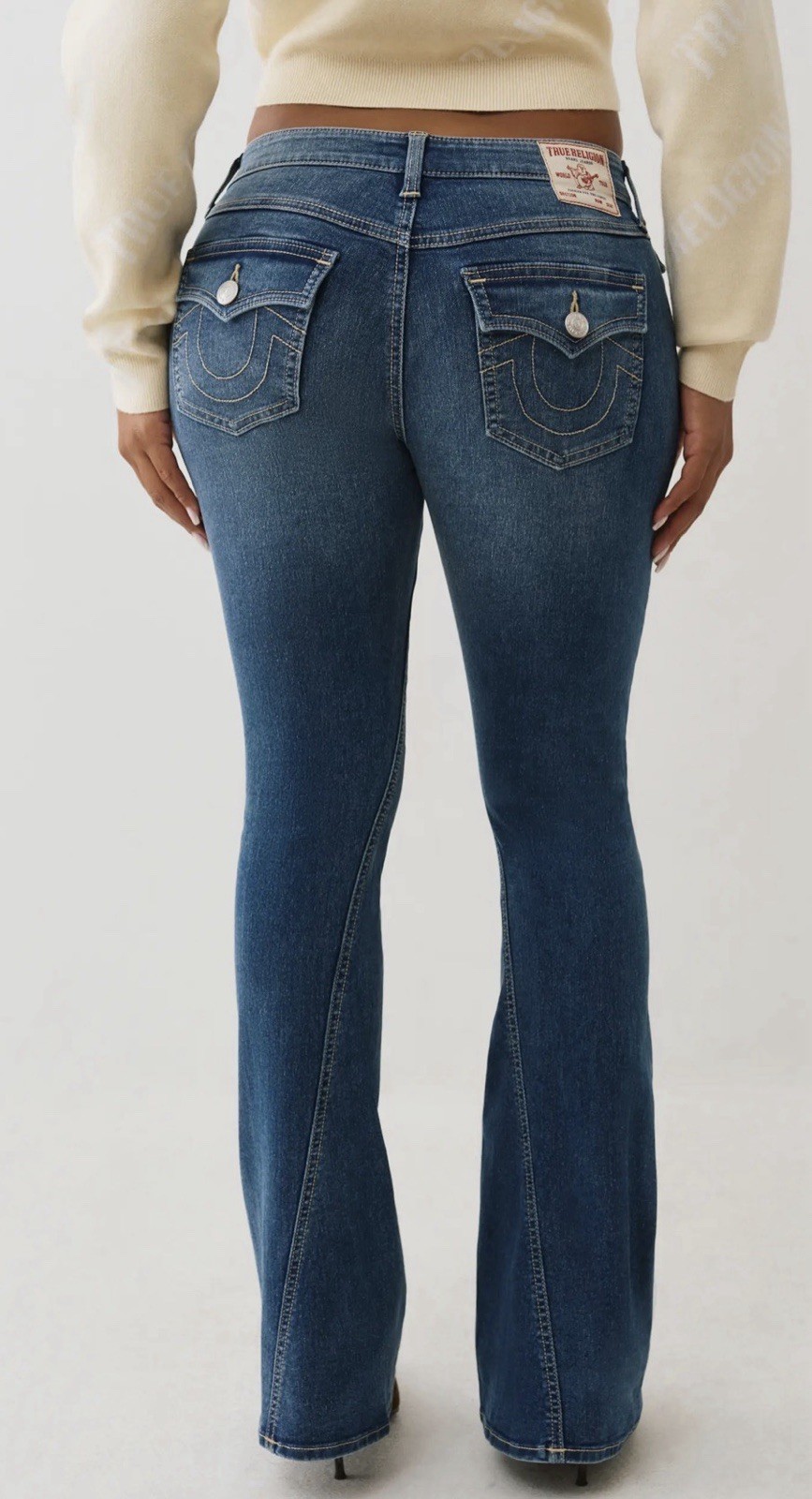 Size 32 - True Religion Women's Joey Mid Rise Flare Jeans Medium Mistletoe Wash thumbnail 2