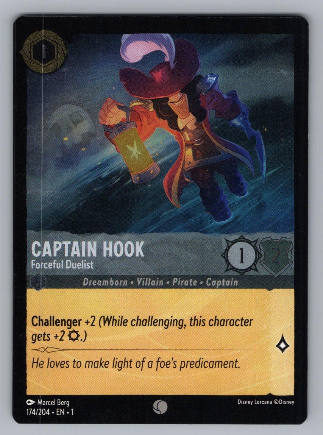 CAPTAIN HOOK - FORCEFUL DUELIST 174/204 C LORCANA COLD FOIL NM 1 BERG