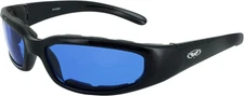 Global Vision Chicago Padded Riding Glasses (Black Frame/Blue Lens)