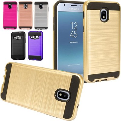 Samsung Galaxy J1 Amp 2 J337 J4 Brushed Impact Resistant Case w Screen Protector