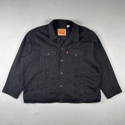 Levi's Trucker Jacket Men's 4XL Black Denim Button Front Biker | eBay