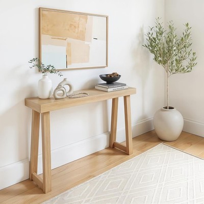 Plank+Beam Solid Wood Console Table 46 Inch Narrow Entryway Blonde