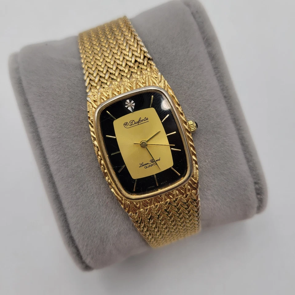 Dufonte by Lucien Picard Quartz Bracelet Watch Diamond Marker Adjustable Gold - Image 2 of 4