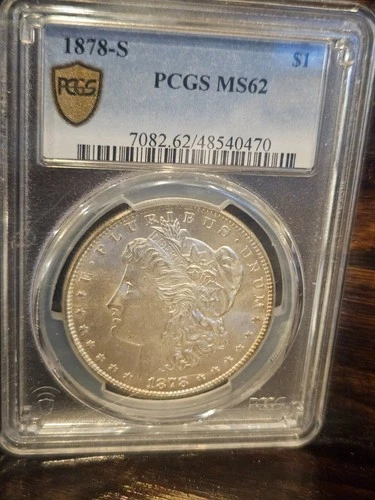 1878-S Morgan Silver Dollar PCGS MS62 with Rim Toning- GOLD SHIELD