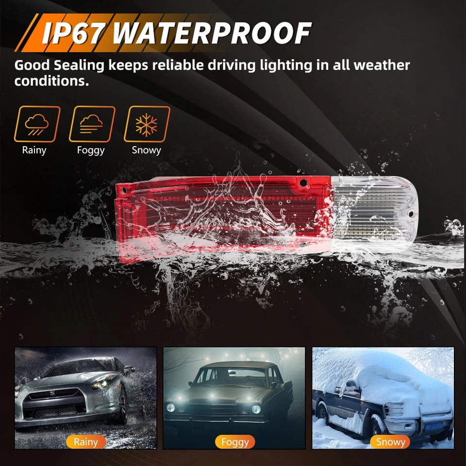 Set Red LED Tail Backup Light & White Backup Lamp Lenses For 1966 Chevy Chevelle - Image 4 of 4