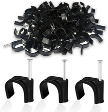 50 Pcs Pex Hangers - 3/4 Inch Black Half Clamps, J-Hook Nail-On Fittings 20mm