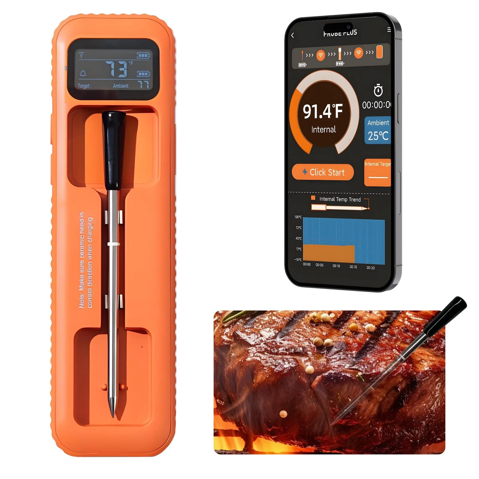 Wireless Meat Thermometer Digital with Bluetooth App Control, Gift for Mom, R...