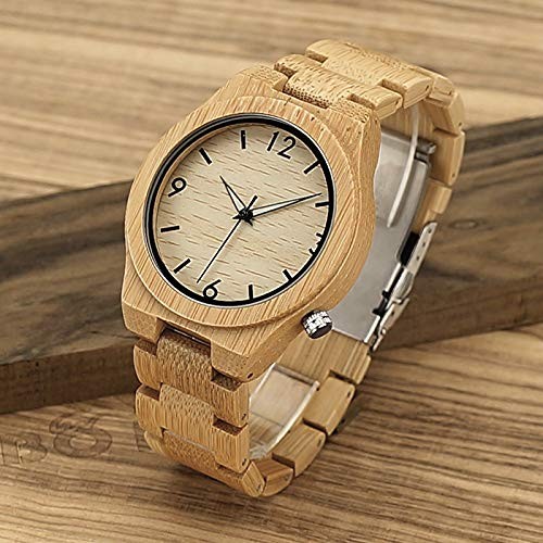 D27 Men's Bamboo Wooden Watch Numeral Scale Large Face Quartz Watch Lightweig... - Picture 8 of 9