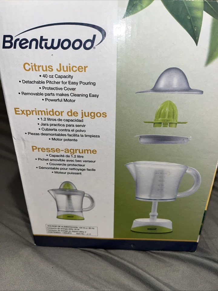 Brentwood 柑橘榨汁机 40 盎司 全新带盒 — 第 2/4 张图片