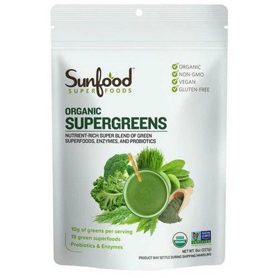 Organic Supergreens 8 Oz  by Sunfood Superfoods