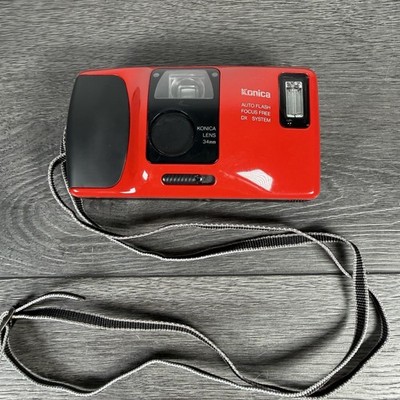 Konica Top s analoge Kompaktkamera rot 35 mm Vintage