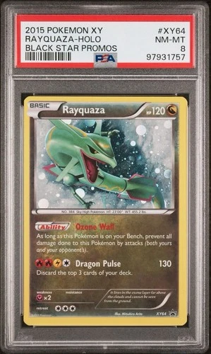 2015 POKEMON XY BLACK STAR PROMO RAYQUAZA XY64 HOLO PSA 8 NM