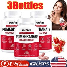3PACK Auniva Pomegranate Extract Capsules, Natural Pomegranate Supplement US