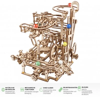 UGEARS Murmelbahn mit Stufenwinde 3D Holz Bausatz HolzPuzzle Modellbausatz 70170
