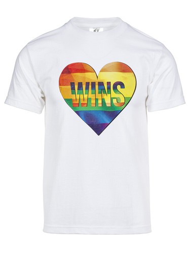 Mens Pride Love Wins Rainbow Heart Short-Sleeve T-Shirt - Picture 1 of 10