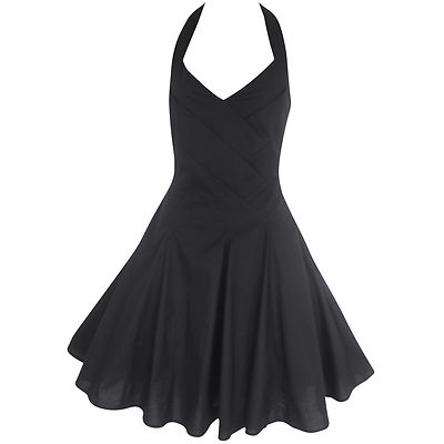 VINTAGE 1950'S HALTERNECK ROCKABILLY STYLE SWING EVENING PARTY DRESS SIZES  6-20 | eBay