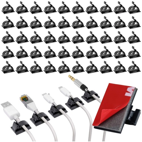 50x Clips Organisateur de câbles de bureau Organisateurs de câbles pour fils