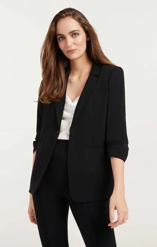 New $395 Cinq A Sept Khloe 3/4 Ruched Sleeve Blazer In Black Size 2 - Picture 5 of 14