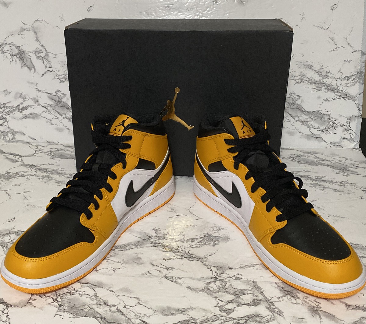 Nike Air Jordan 1 Mid Taxi Black Yellow Toe 554724-701 Size-11 | eBay