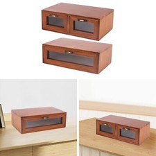 Wooden Desk Organizer Bedroom Study Retro Design Pull Out Drawer Storage Box