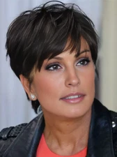 Kris Jenner Short Straight Human Hair Capless Wigs For Women Natural Daily 