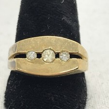 Vintage  18KT HGE Gold Plated  Cubic Zirconia in 3 Stone Ring varied sizes